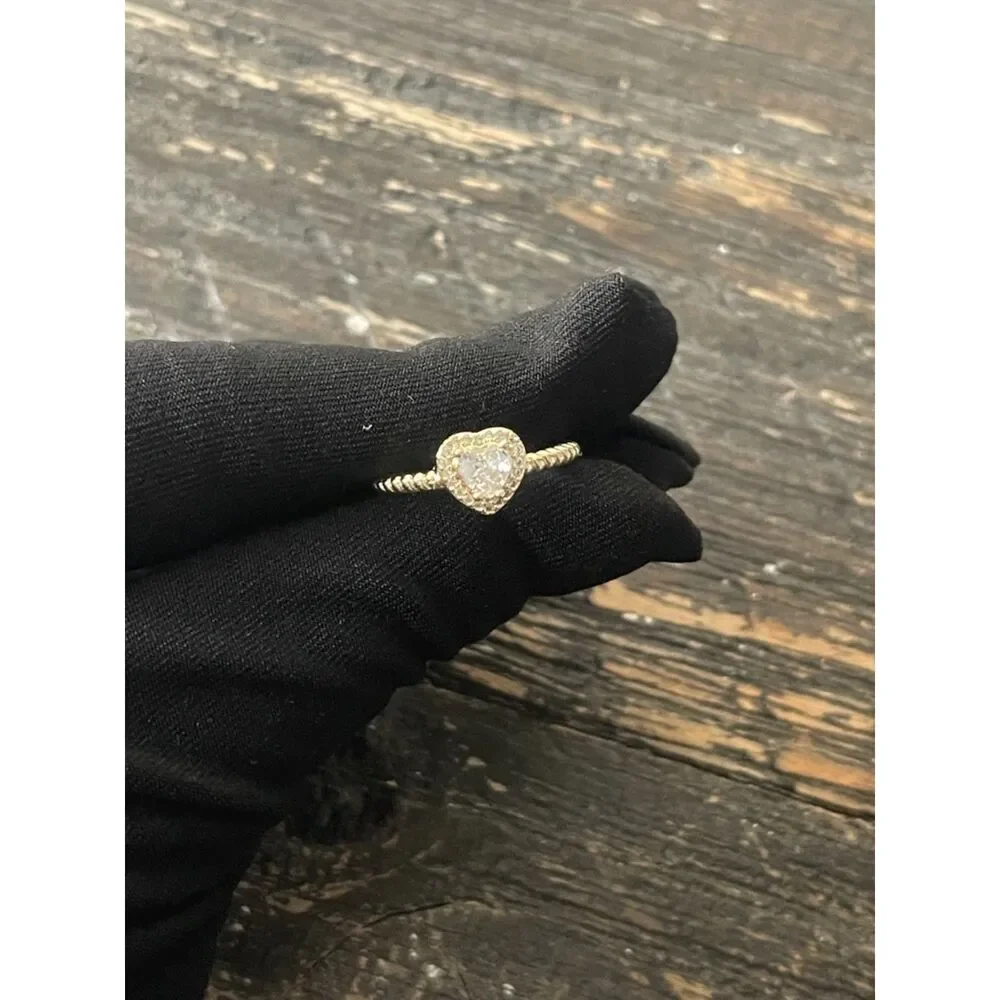 Lovely Beautiful White CZ Heart Ring High Quality Laminated Gold (Gold Plated)